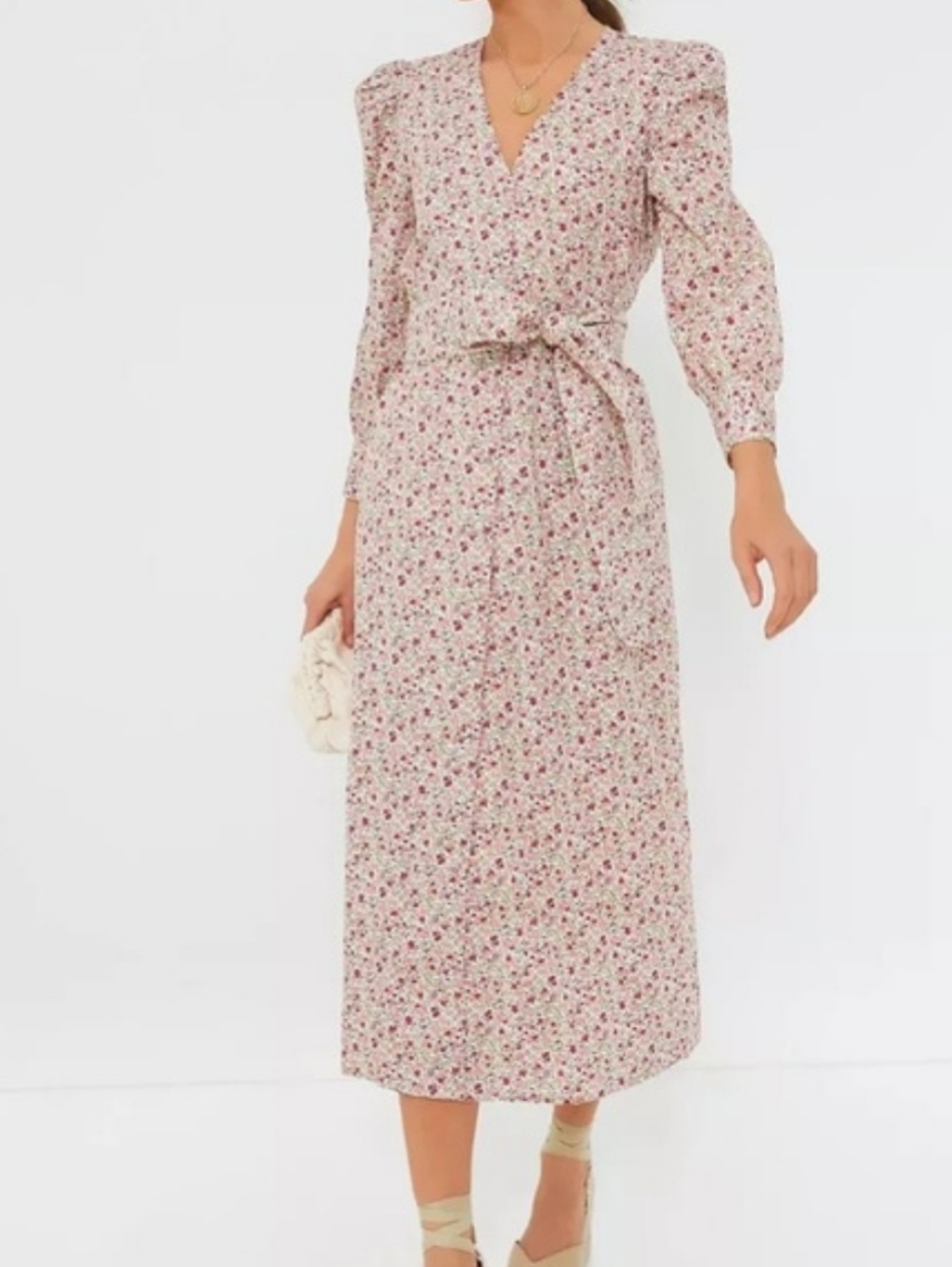 Tuckernuck Hyacinth House Nellie Floral Midi Belted Cotton Pink Dress Sz XS